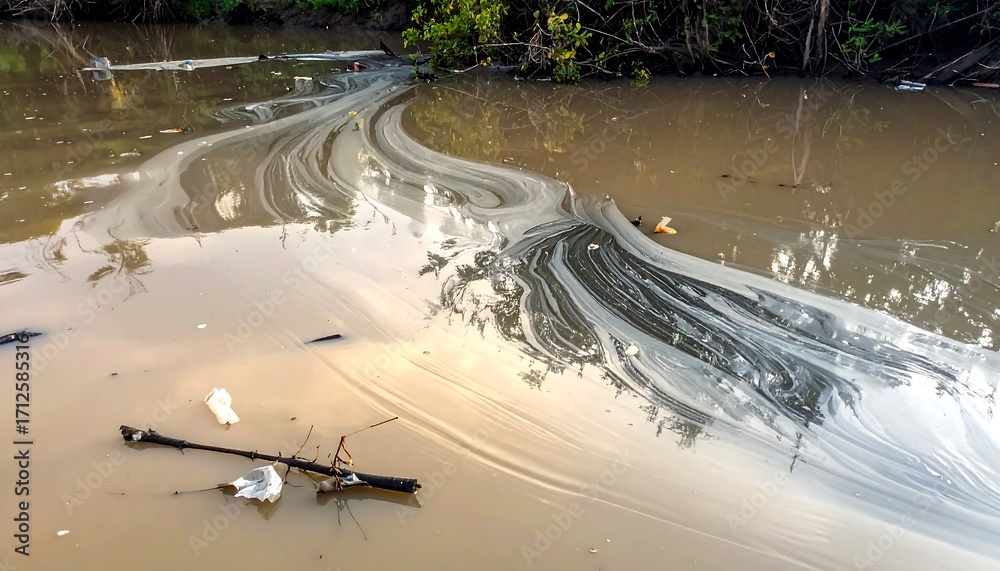 custom made wallpaper toronto digitalPolluted river with debris
