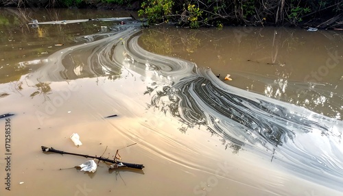 Wallpaper Mural Polluted river with debris Torontodigital.ca