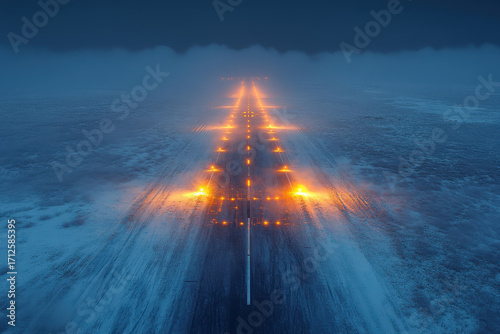Cars driving on a snowy road.