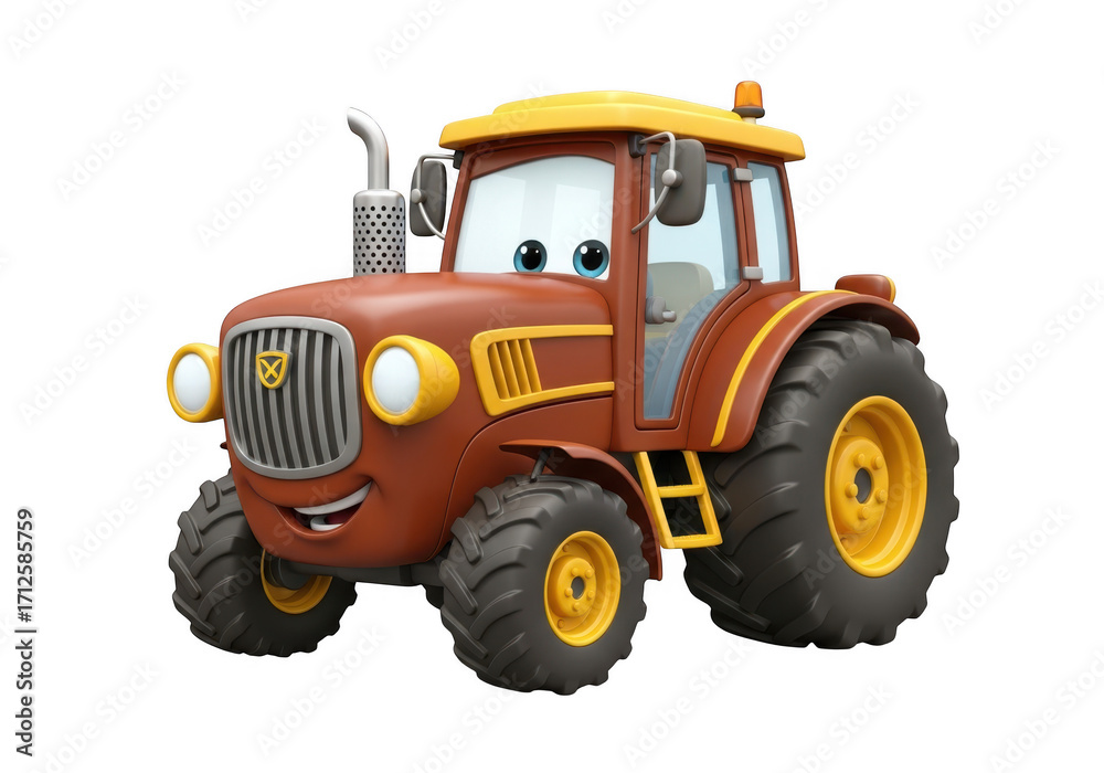 Fototapeta premium Cartoon tractor isolated on transparent background