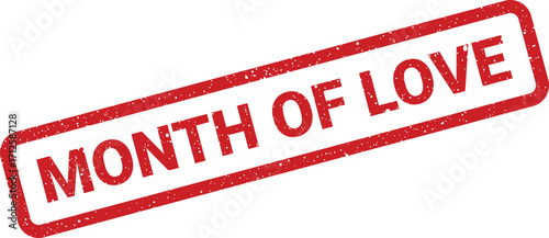 Month of Love stamp illustration with grunge texture for romantic designs