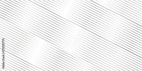 Abstract minimal black and white gradient stripe diagonal curves thin vector abstraction line transparent wavy fabric web geometric pattern technology texture design.	
