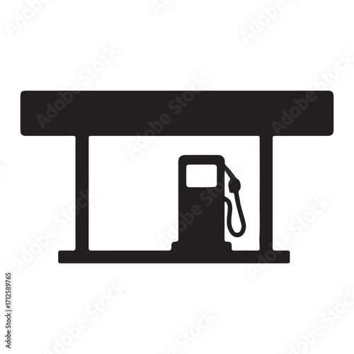 Gas Station Icon Silhouette Providing Essential Fuel Resources for Transportation Needs and Services for Modern Vehicles with Minimalist Design