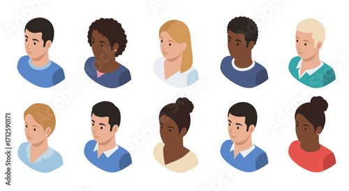 Diverse isometric portraits: inclusive 3d avatar collection for web and app design