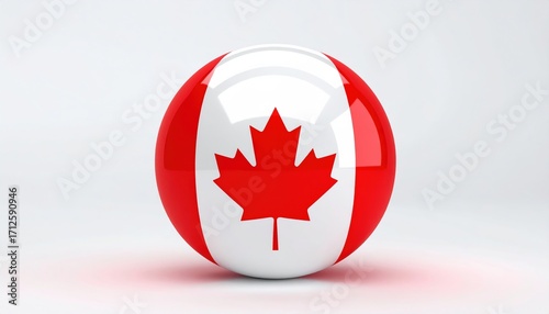 Canada flag sphere design with red maple leaf