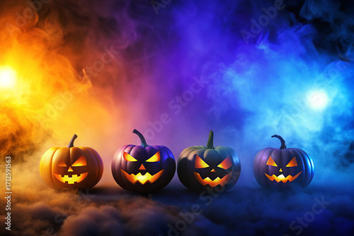 Gradient deep midnight blue smoky violet glowing amber