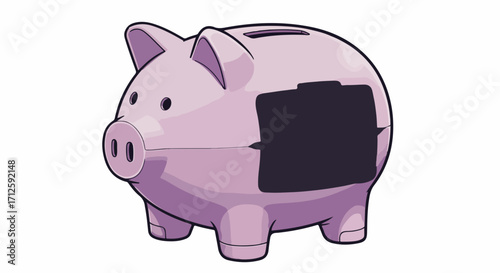 Piggy bank icon illustrates savings and financial concept with simple design. Piggy bank savings shows symbol of wealth with slot and shadow in clean, simple design.