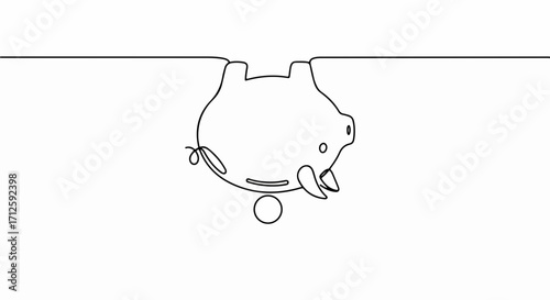Inverted piggy bank graphic in black outline shows savings falling. Piggy bank graphic with coin spilling, a clear representation of financial risk.