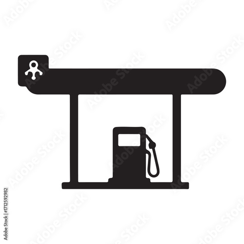 Isolated Gas Station Icon Silhouette on White Background Filling up vehicle fuel concept for transportation