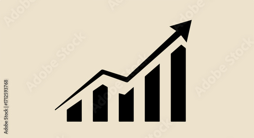 Growth chart featuring financial graph, success concept. This growth chart showcases upward trend and business success, indicating stock market and investment prosperity.