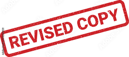 Red ink rectangular stamp illustration with the phrase revised copy diagonally imprinted