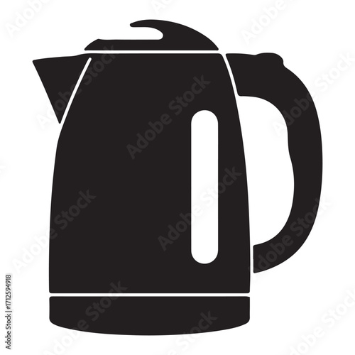 Minimalist Black Kettle Silhouette for Hot Beverages Kitchen Appliance Design Element Simple Icon Style Modern Kitchenware for Tea and Coffee Lovers