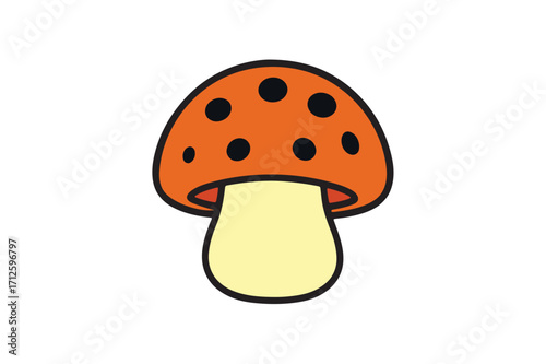 Cute Mushroom vector icon silhouette illustration on white background.