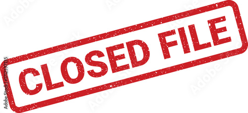 Red rubber stamp illustration of closed file for office documents and more uses
