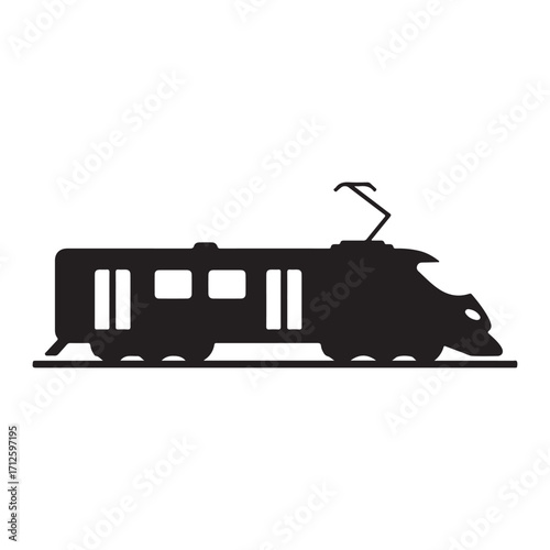 Modern High Speed Train Silhouette Vector Illustration for Transportation and Technology Designs on White Background