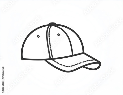 Simple outline drawing of a baseball cap