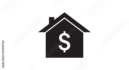 House with a dollar sign symbol a simple visual representation silhouette