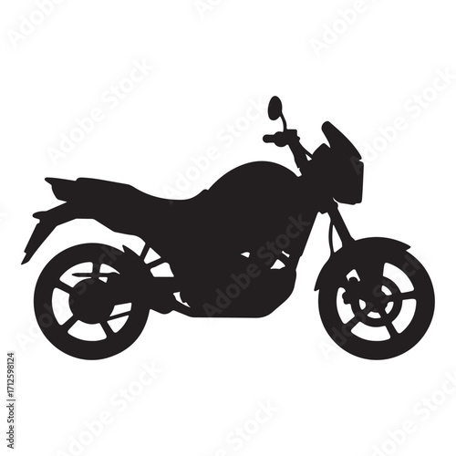 Motorcycle Silhouette Detailed Illustration Perfect for Automotive Designs and Transportation Graphics Offering a Dynamic Motorbike Image