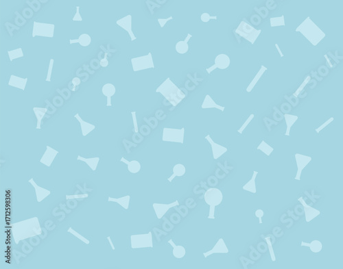 ビーカー　フラスコ　実験器具　青　ランダム　パターン　背景　experiment　science　blue　background