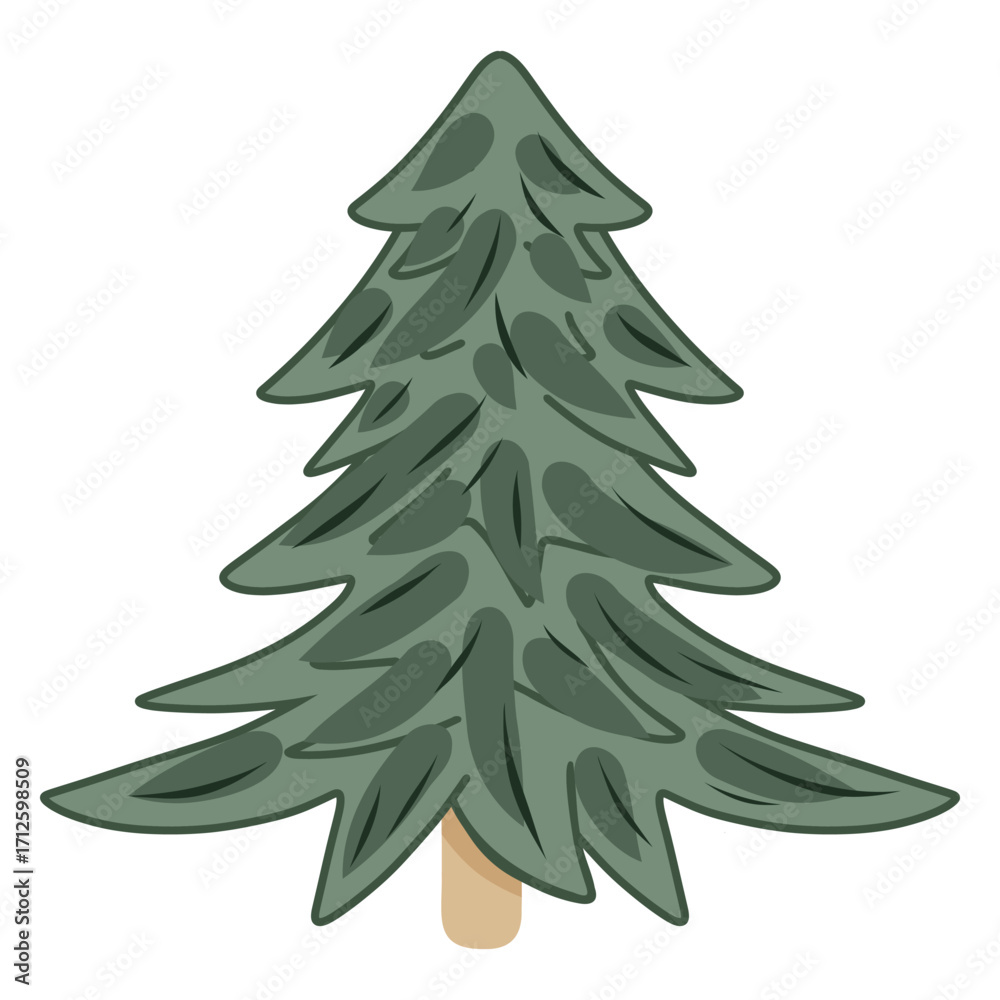 Fototapeta premium Christmas Tree Illustration, Spruce Tree, Evergreen, Pine