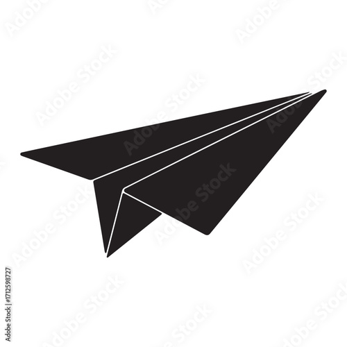 Paper Airplane Silhouette on White Background for Travel and Communication Concepts Symbolizing Flight