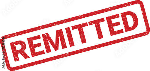 Remitted rectangular stamp with worn texture, financial or business concept for document approval