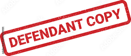 Rubber stamp of defendant copy for legal documents and office paperwork applications