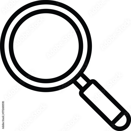 Black vector magnifying glass icon isolated on a white background