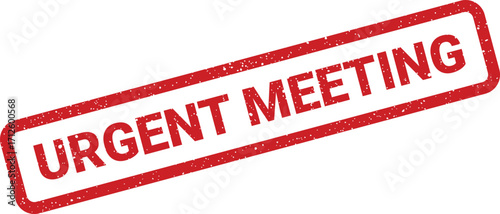 Urgent meeting stamp illustration with grunge texture for immediate communication alert