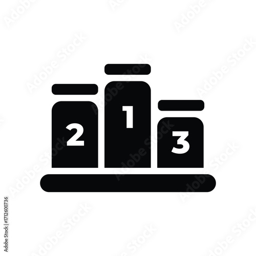 Black and white graphic of a podium with numbers 1 2 and 3