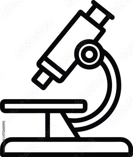 Vector illustration of a microscope symbol in a laboratory with scientific equipment