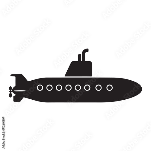 Silhouette of a submarine isolated on white background vector illustration perfect for maritime themes and naval technology showcasing underwater vehicles