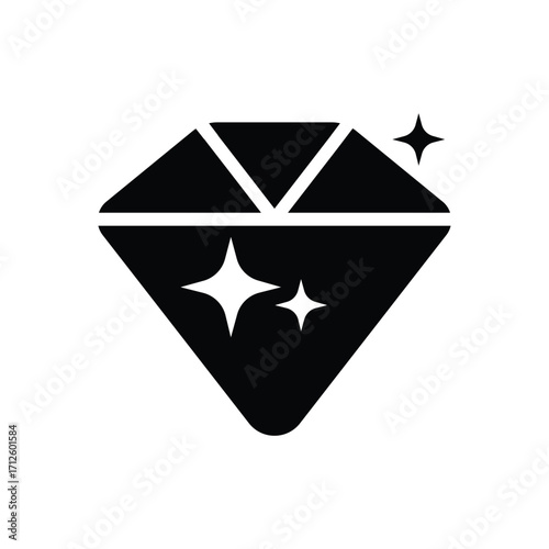 Black diamond graphic with two shining stars on its surface