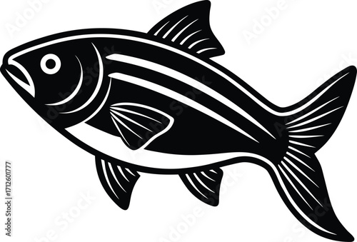 Colorful fish swimming in blue tropical water, a vector cartoon illustration on a white background