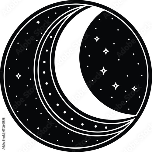 A nautical-themed porthole illustration shows a moon and stars within a circular frame, perfect for a web design icon