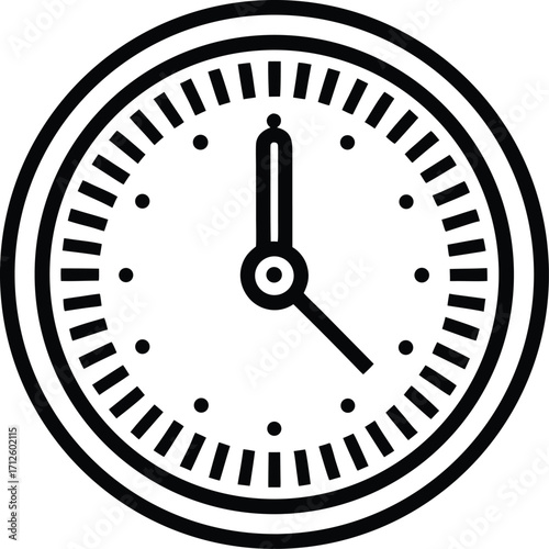 Vector illustration of a vintage wall clock with black numbers and hands showing the passing of time and a looming deadline