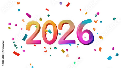 Colorful 2026 new year celebration with confetti design art