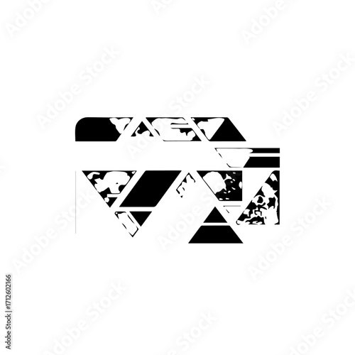 Abstract Black and White Geometric Design with Textured Triangles