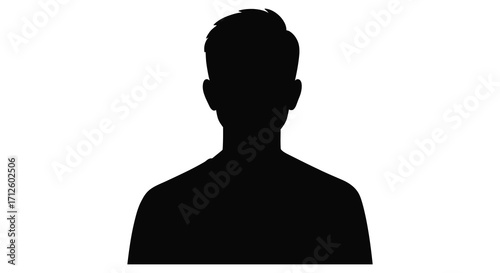 A dark human head and shoulders form against a white background silhouette