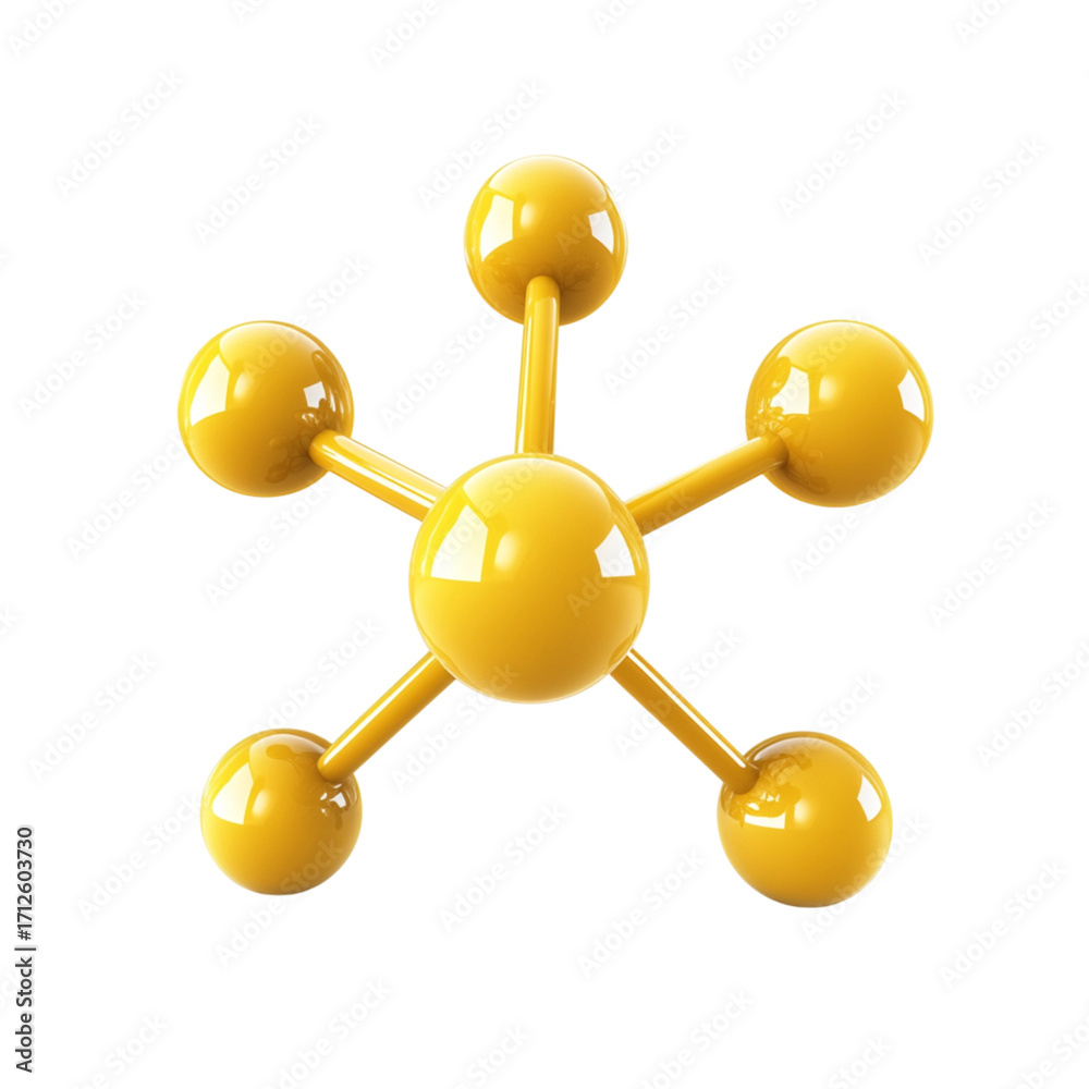 Obraz premium Abstract yellow molecular structure on transparent background