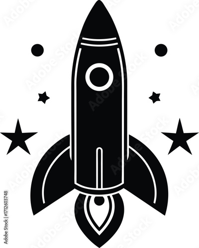 A vintage cartoon rocket vector illustrates a speedy spaceship launch design