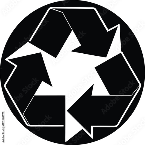 Green arrows form a circular recycle symbol, a universal sign for environmental conservation