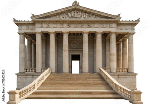 Фотография Isolated ancient architecture, museum structure with pillars and stairs to enter