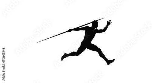 Athlete in motion throwing a javelin during a track and field event silhouette