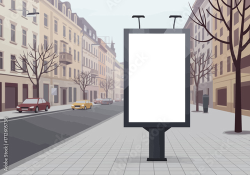 Blank Billboard on City Street Ready for Advertising.