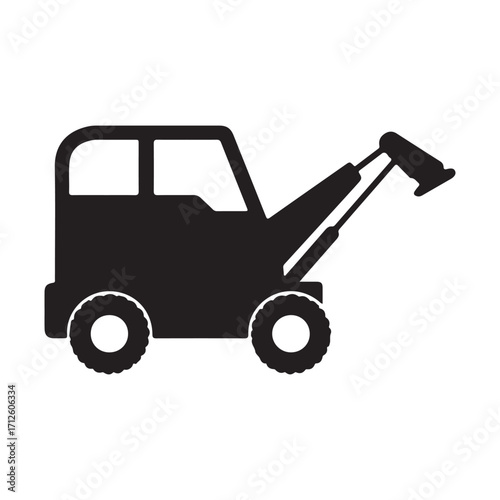Tow Truck Silhouette Vector Icon Isolated on White Background Transportation and Vehicle Assistance Design Element Graphic Illustration