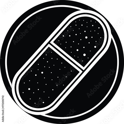 Gold vector icon of a first aid kit symbol on a black business banner