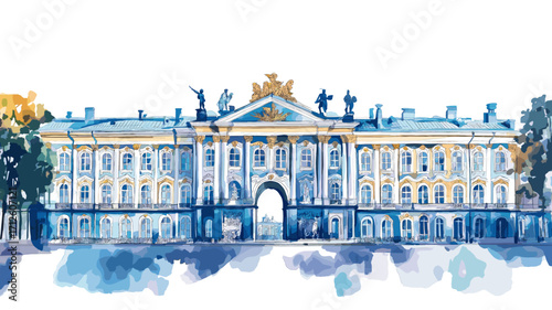 Hermitage Museum. Hermitage Museum watercolor vector illustration