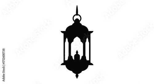 Detailed black lantern design against a white background a striking silhouette