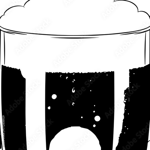 Frothy Beer in a Tall Glass with Bubbles and Dripping Foam